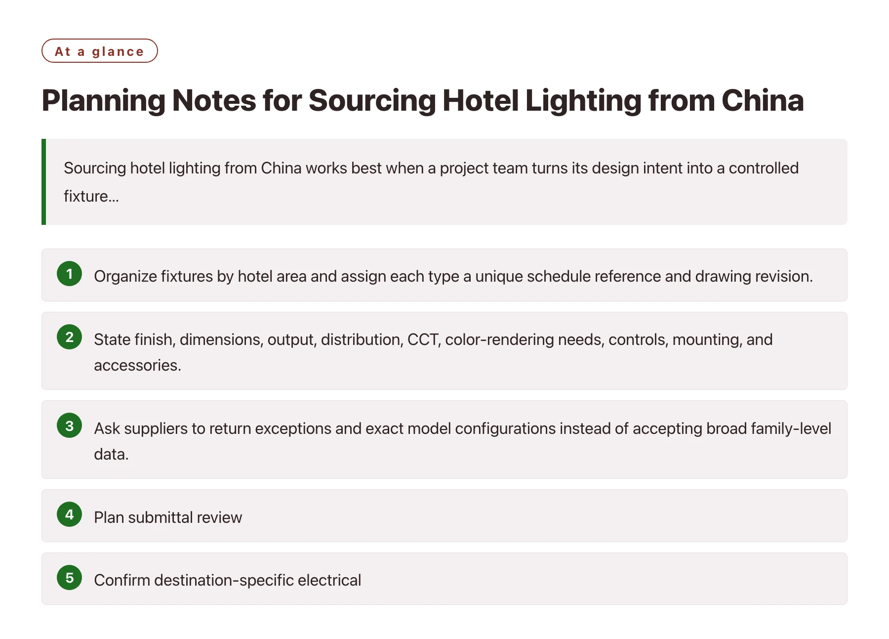 Planning Notes for Sourcing Hotel Lighting from China——全文要点速览
